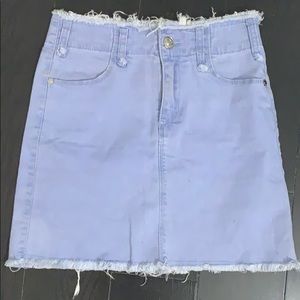Light blue Country Denim Skirt with fringe